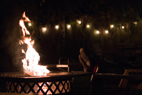 feet warming by fire