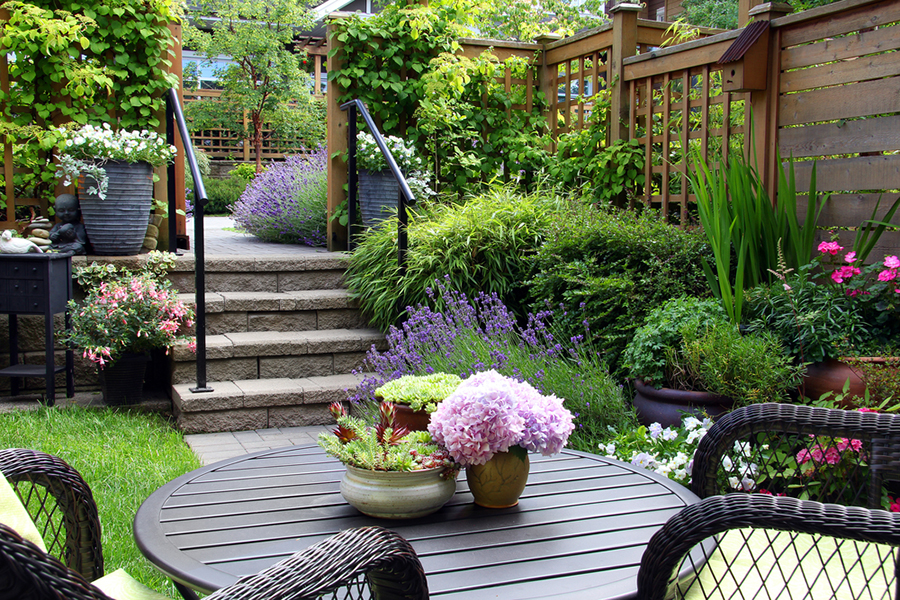 sunken patio seats table