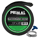 Primal Accessories Commercial Grade Backwash Hose 1.5 inch x 25 feet, 3 Bar / 43.5 psi - Black