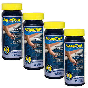 AquaChek 562249 Swimming Pool Spa Peroxide Alkalinity pH Test Strips - 25 Strips, 4 Pack