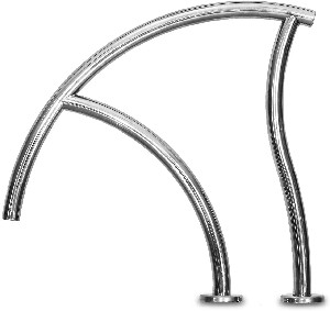 Inter-Fab Single Designer Figure 4-Grab Flanged Pool Rail Ladder Stainless Steel DR-G3D065-FL