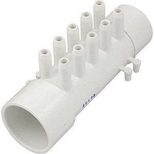 Waterway 672-4660 Barb Manifold 10 Port, Flow Thru, 1-1/2"s x 1-1/2"spg