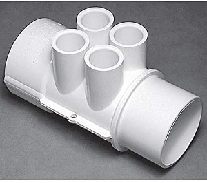 Waterway Manifold 2in. S x 2in. S x 4 1-2in. Ports White 672-4430