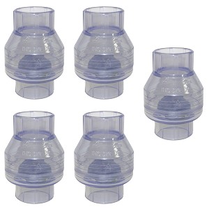 Valterra 200-C20W PVC Swing (No Spring) Check Valve Clear Blue 2" Slip 5 Pack