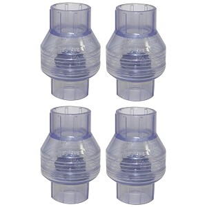 Valterra 200-C15W PVC Swing (No Spring) Check Valve Clear 1-1/2" Slip 4 Pack