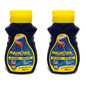 2x Aquacheck Yellow Swimming Pool Spa Chlorine 4 in 1 Test Strips 50pk 511244A-2